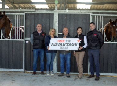 Pictured at the GAIN The Advantage Series 2025 launch are, from left to right, GAIN Equine Nutrition’s Philip Gilligan, Clodagh Whelan of HRI, Andrew Slattery, GAIN Equine Nutrition’s Joanne Hurley and Richard Fitzsimons.