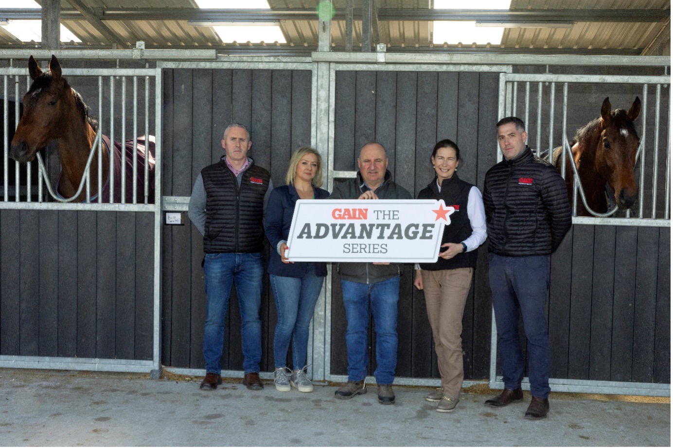 Pictured at the GAIN The Advantage Series 2025 launch are, from left to right, GAIN Equine Nutrition’s Philip Gilligan, Clodagh Whelan of HRI, Andrew Slattery, GAIN Equine Nutrition’s Joanne Hurley and Richard Fitzsimons.