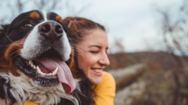 Image of a woman and her pet dog